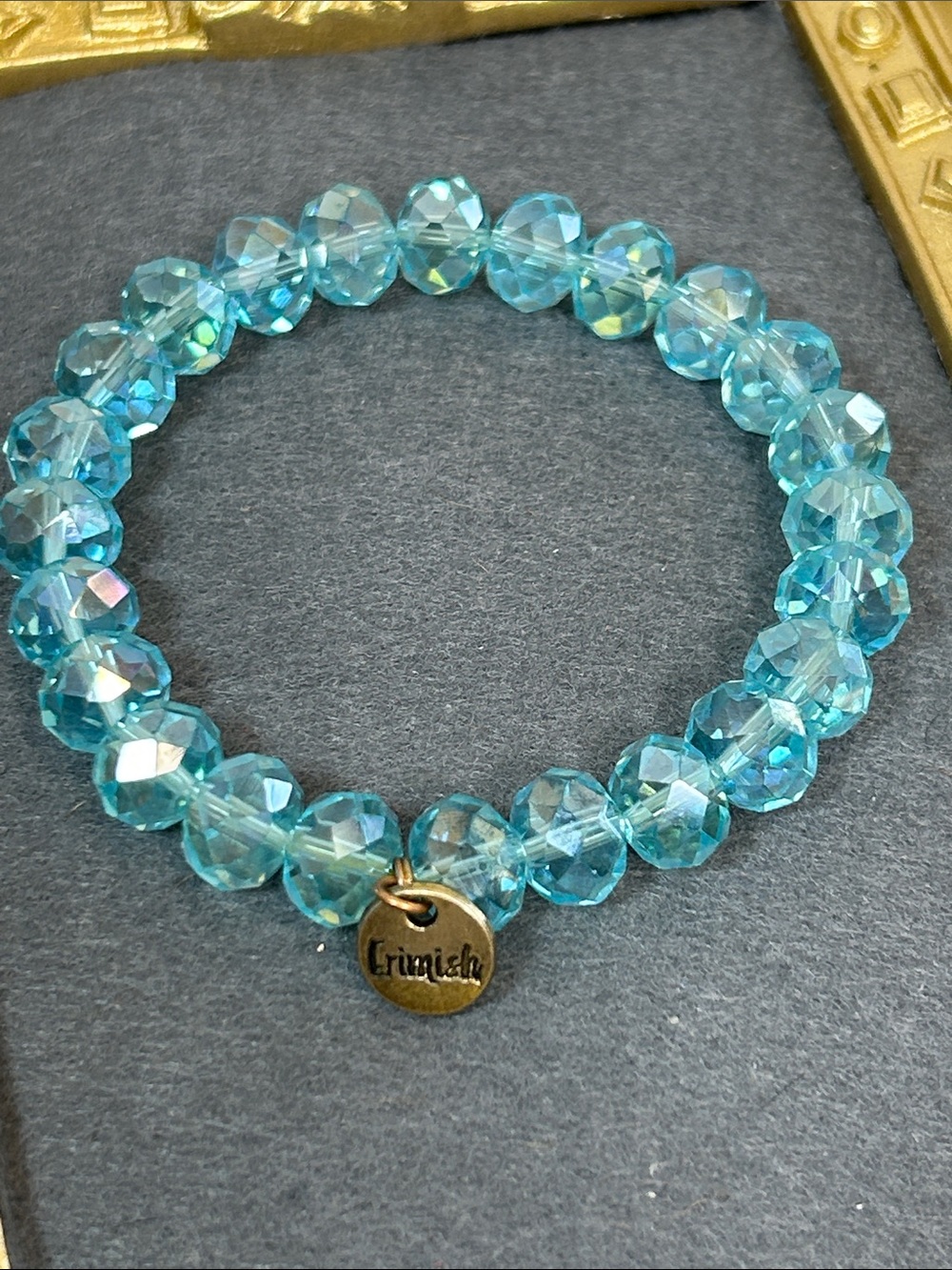 Erimish Aqua Crystal Stretch Bracelet